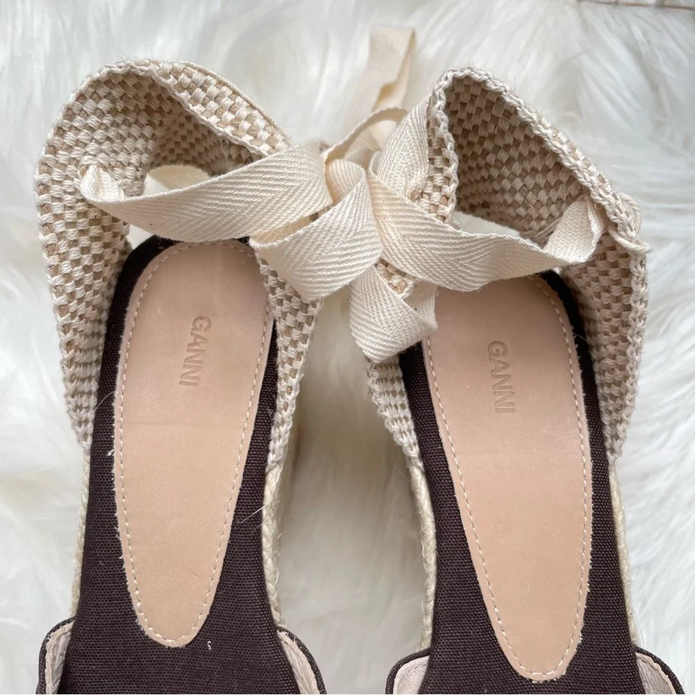 GANNI High Summer Embroidered Espadrille Wedge Sandals 9 NIB